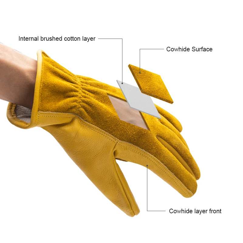 Naturehike Outdoor Cowhide Gloves Ultralight Yellow Insurance Wear-resistant Camping Leather Gloves Portable Protect Equipment