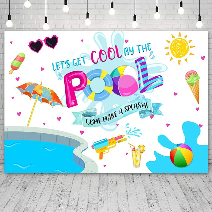 

Avezano Summer Sunshine Party Photography Backgrounds Cool Pool Splash Ice Cream Backdrop Photo Studio Photozone Photocall Decor