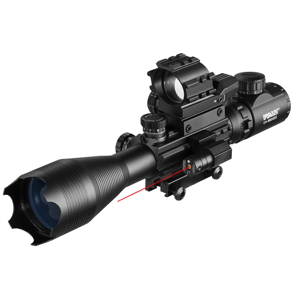 FIRE WOLF 4-16x50 EG Taktisches optisches Zielfernrohr Holographisches 4 Reflexvisier Red Dot mit Laser Combo Jagd-Luftpistolen 5
