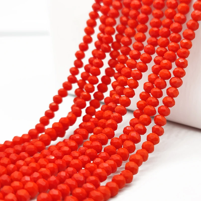 2 3 4 6 8mm Faceted Round Orange-red Glass Beads Crystal Loose Beads Needlework for Jewelry Making DIY Bracelet