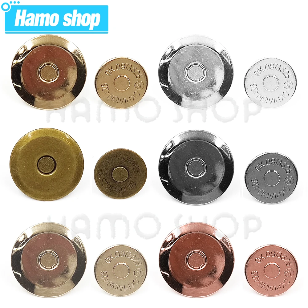 10sets/lot 16mm-20mm Metal Magnetic Snap Clasps For Sewing Purse Handbag Bag Craft Wallet Parts Accessories Materials Buckle