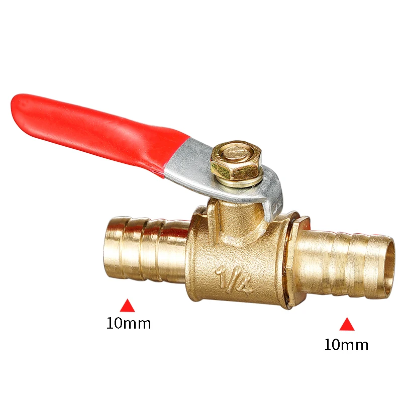 czerwony uchwyt mały zawór 6mm-12mm króciec do węża Inline mosiądz woda olej powietrze gaz paliwo przewód odcinający zawór kulowy złączki rurowe