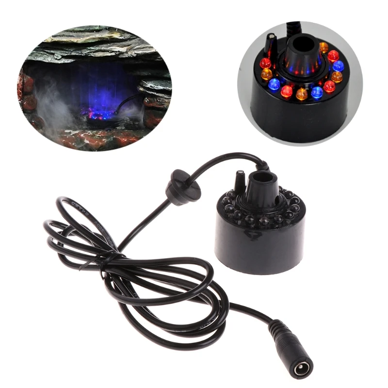 12 LED light Ultrasonic Mist Maker Fogger Water Fountain Pond Indoor Outdoor New