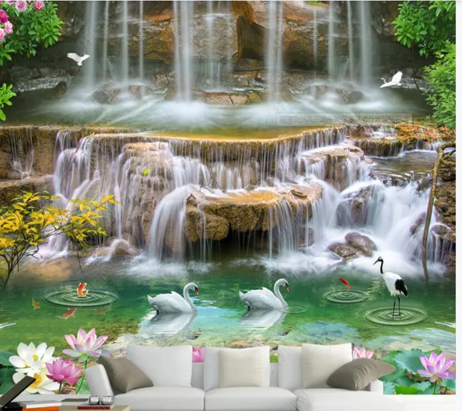 

Papel de parede Scenery Waterfall 3D Landscape Painting 3d wallpaper mural,iving room tv wall bedroom wall papers home decor