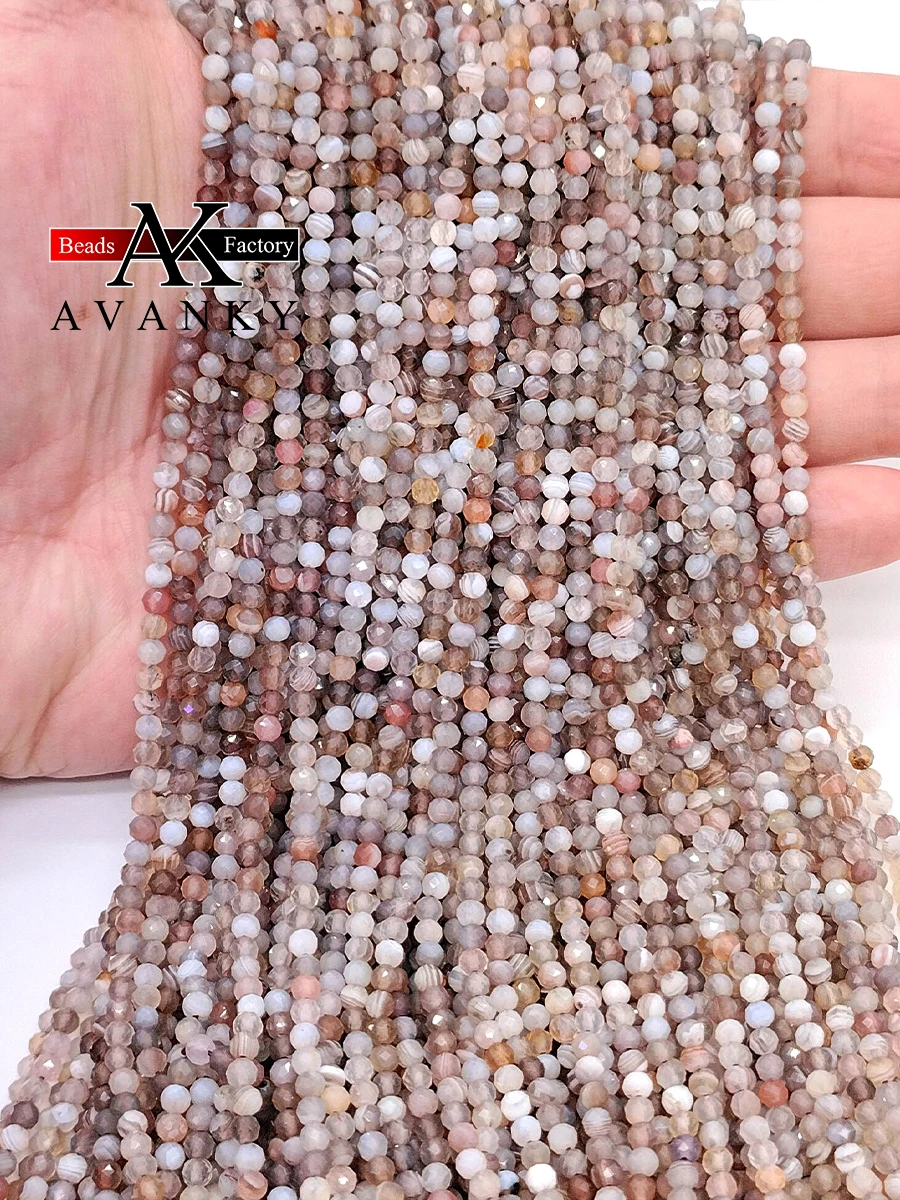 

Wholesale Natural Stone Botswana Sardonyx Agates Faceted Loose Beads 2 3 4MM for Braceet Necklace Making 15"