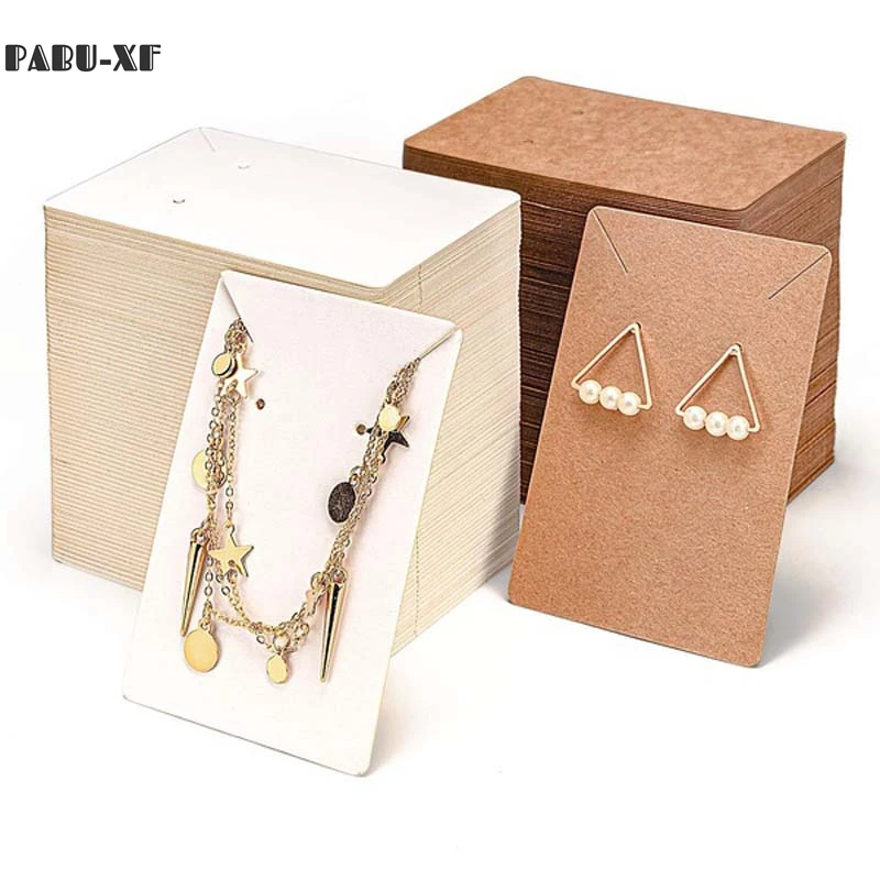 200 Pack Set Earring Necklace Display Cards Kraft Paper DIY Jewelry Accessories for Jewelry Display Mother's Day Gift