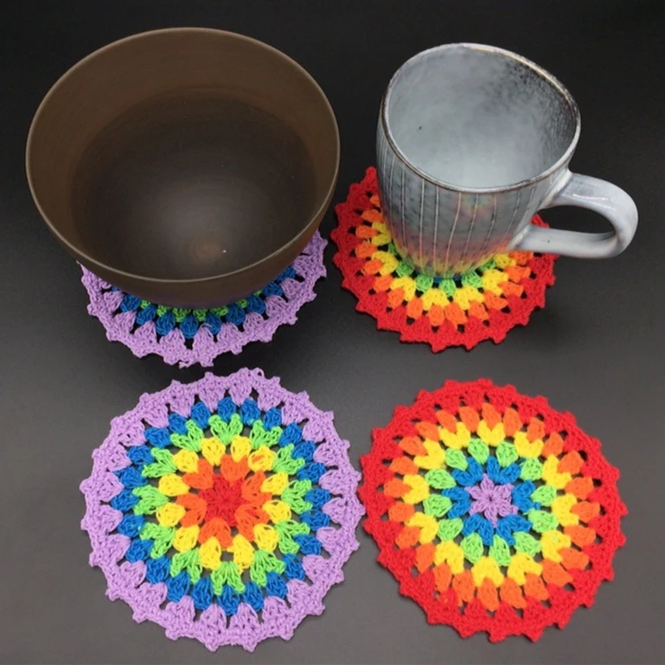 LGBT Six-color Rainbow Cup Mat Color Cotton Thread Handmade Crochet Hook Thread Gay Home Gift