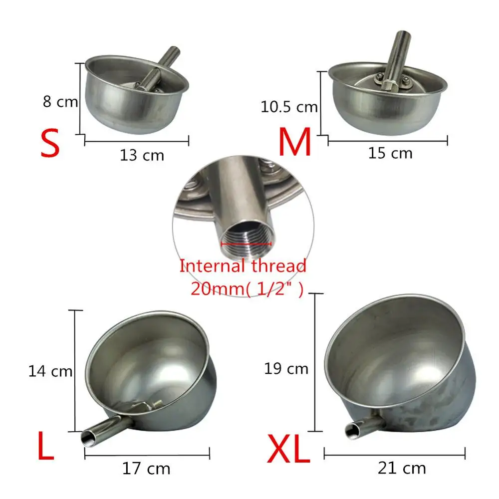 Stainless Steel Pig Drinking Water Bowl Farm Animal S/M/L/XL Drinking Cup Livestock Drinking Fountains Feeding Watering Supplies