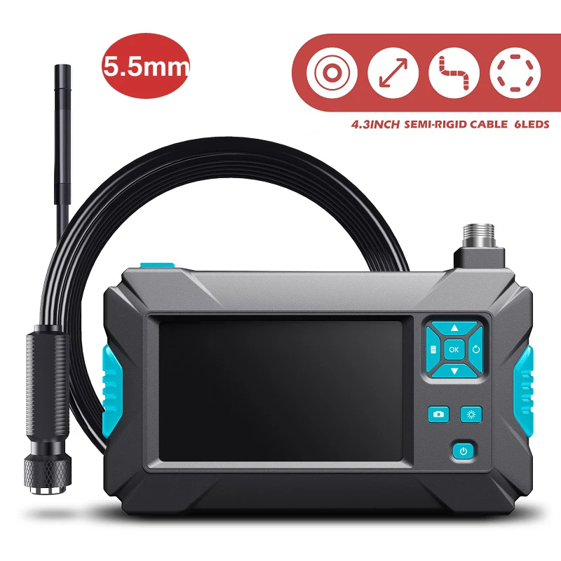 

5.5mm Inspection Endoscope Camera HD1080P 4.3 inch Screen IP67 Waterproof Industrial Endoscope