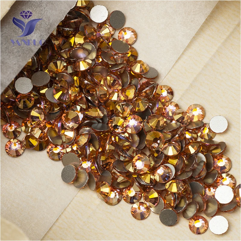 YANRUO 2058NoHF All Sizes Lt.Peach AB Non Hotfix Strass Rhinestones Flatback Crystal Stones For Clothes Decoration