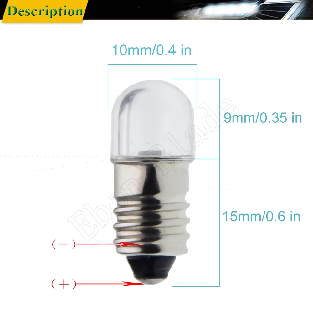 4/8 pz 3V 4.5V 6V 12V bianco caldo E10 1447 vite Base Minuature sostituzione lampadina a LED per torcia torcia faro Moto bicicletta