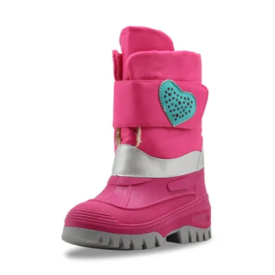 Kids Winter Snow Boots Pink Warm Shoes Thicken Footwear Rubber Sole Zip For Children Kid\'s Outdoor Girls Plus Velvet Waterproof