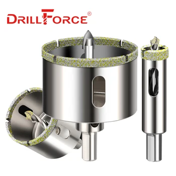 Drillforce 16-100mm Delik Testere Çekirdek Matkap Ucu Açıcı Kesme Aletleri Mable Seramik Cam Ile Merkezi Matkap Ucu
