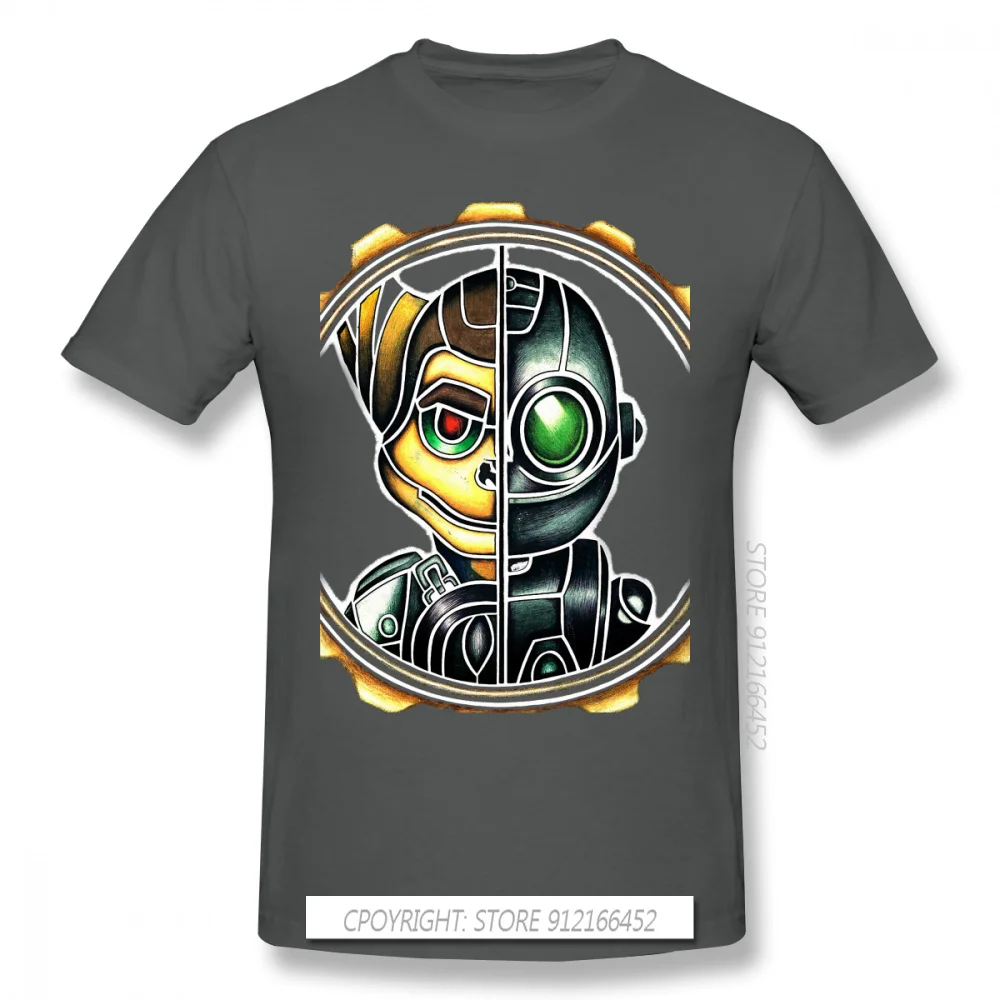 New Summer Metallic Novelty Short Sleeve Man's T-Shirts 100% Cotton Ratchet Clank Quartu Gadgebots Game Ofertas Men TShirt