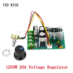 1200W 20A Voltage Regulator PWM DC Motor Speed Controller DC 10V-60V Adjustable Fan Motor Speed Regulator Governer 12V 24V