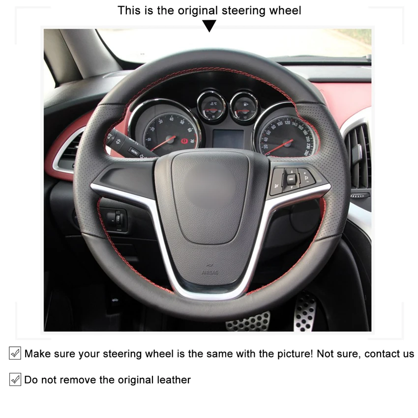 MEWANT Black Artificial Leather Steering Wheel Cover for Opel Astra J Mokka X Zafira C Insignia A CT Ampera I Cascada Meriva B