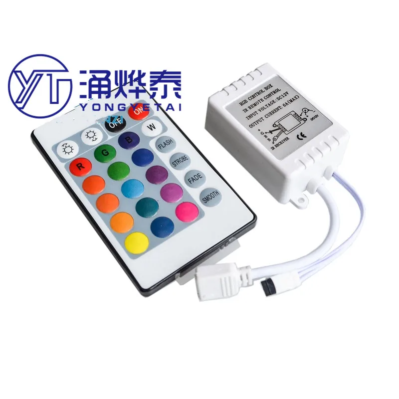 YYT 12V controller infrared 24 key RGB colorful light with hard light bar 3528 5050 module IR44 key remote control