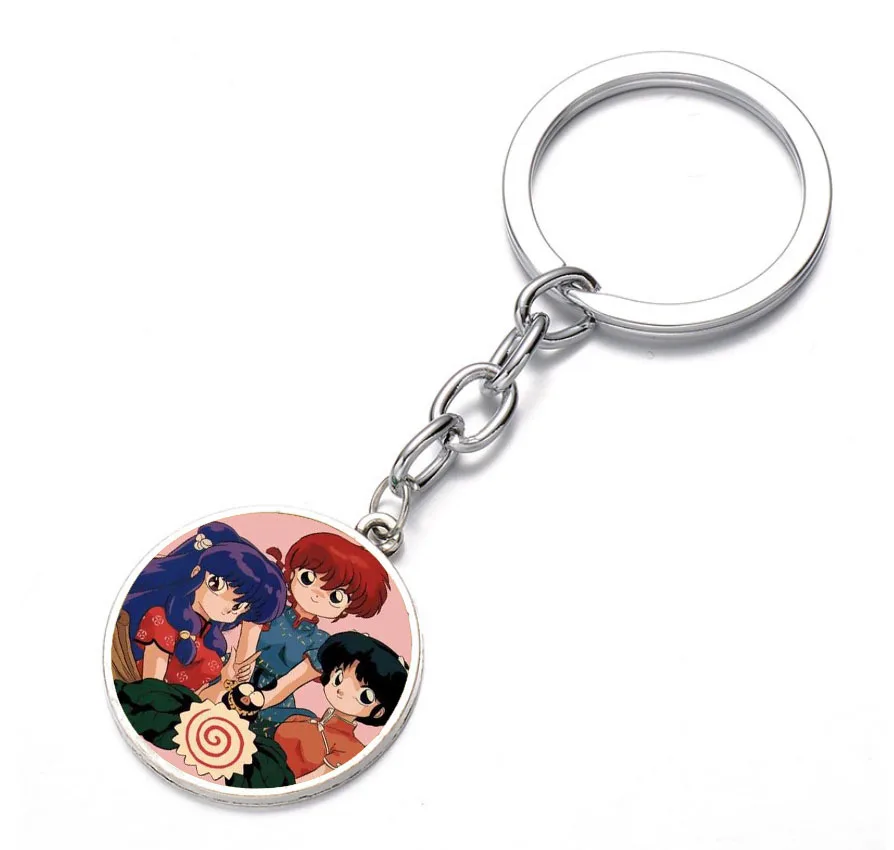 Anime Ranma creta portachiavi cupola di vetro portachiavi borsa pendente con ciondolo bronzo supporto nero bambini ragazzi ragazza portachiavi regalo