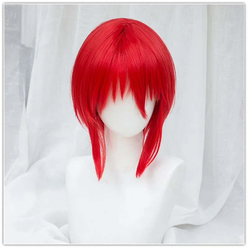 Mahoutsukai no Yome Chise Hatori Cosplay Wig The Ancient Magus' Bridal Short Red Heat Resistant Cosplay Costume Wig + Cap