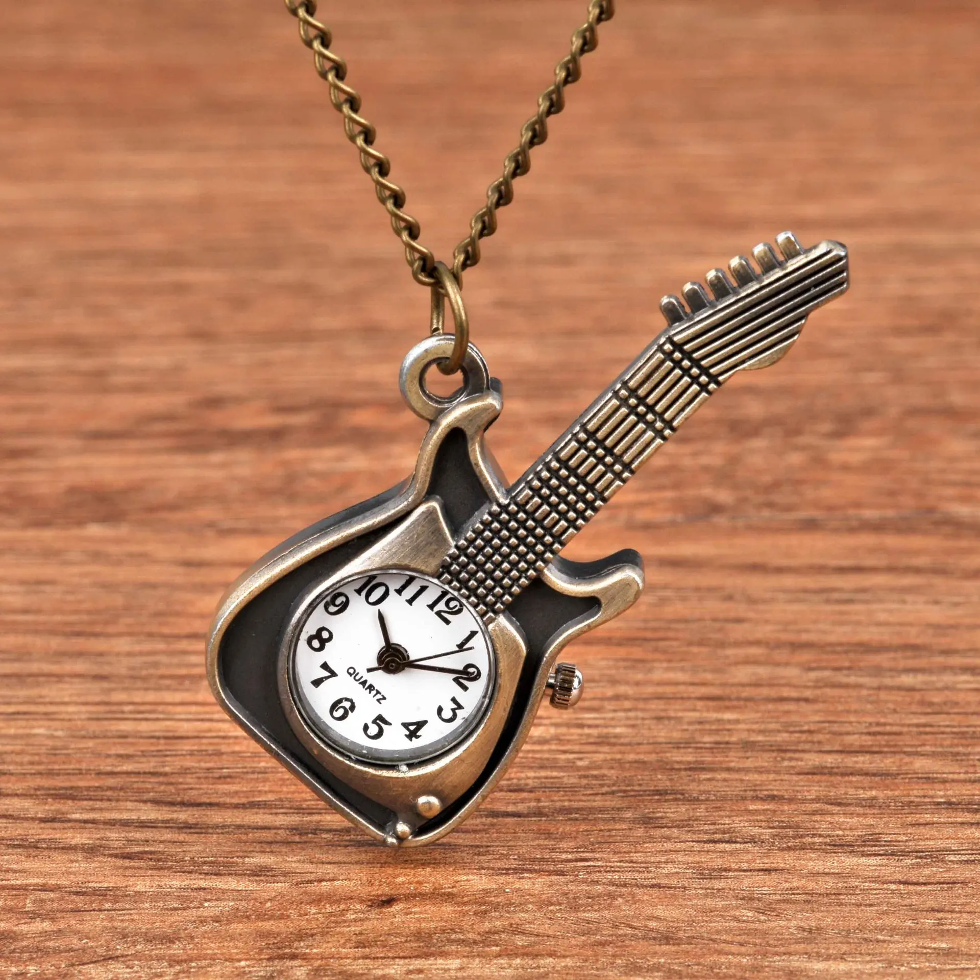 8892Small pocket watch bronze guitar cute mini lightweight fashion