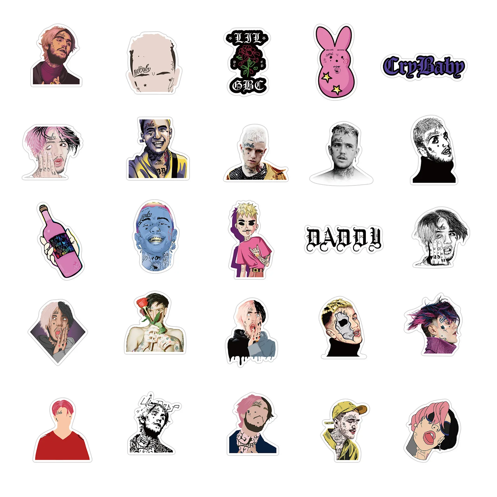 10/30/50PCS Rapper Lil Peep Graffiti Waterproof Sticker Suitcase Notebook Mobile Phone Refrigerator Skateboard WaterCupWholesale