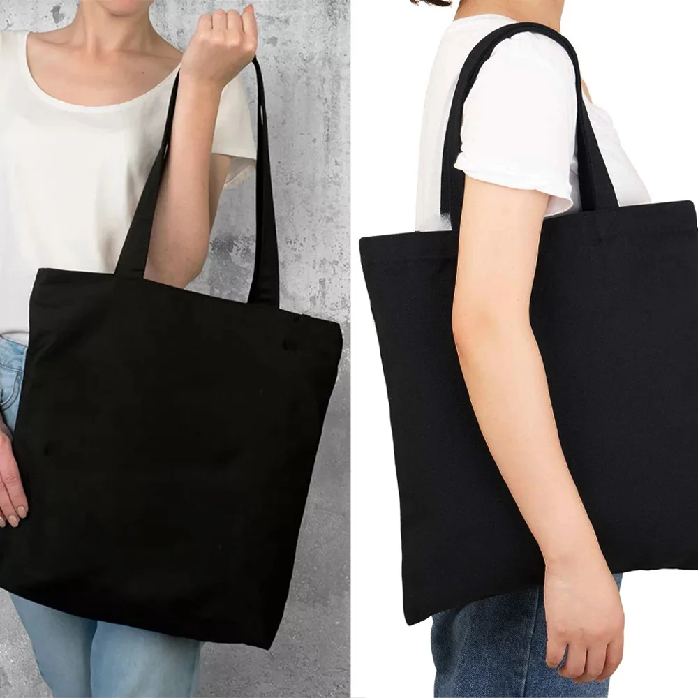 Shopping Bag Women Canvas Tote Bags Wild Series Printing Eco Bag Shopper Shoulder Bags Black Harajuku Style Canvas Handbag