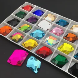 Cosmic Sew On Rhinestone Glass Crystal 9x12mm 11x14mm 14x17mm 16x21mm  All Colors Flatback 2holes Sew-on stone For Dress Making