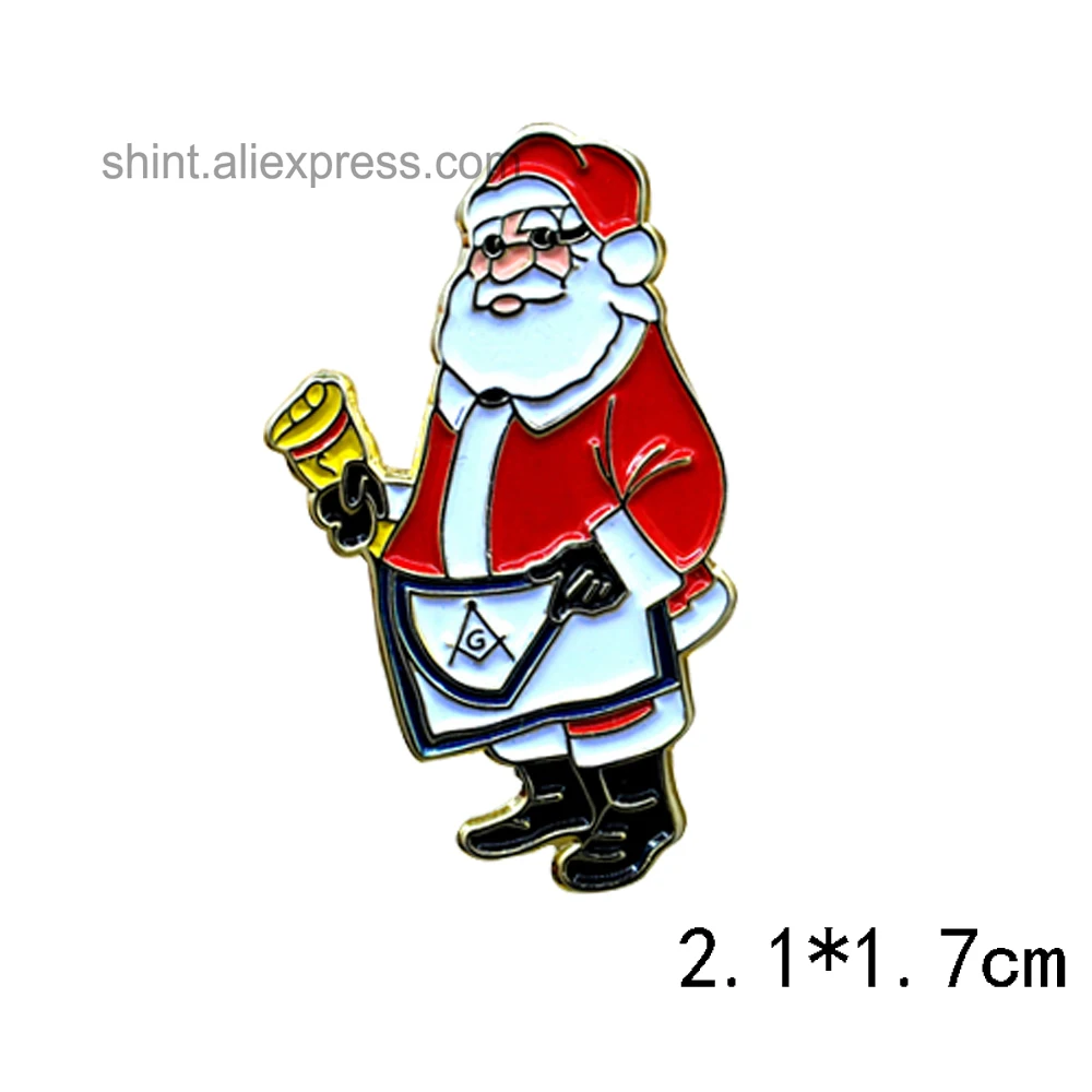 Masonic Lapel Pins Badge Mason Freemason Santa Claus christmas tree Commemorative Freemasonry hat  gentleman accessories