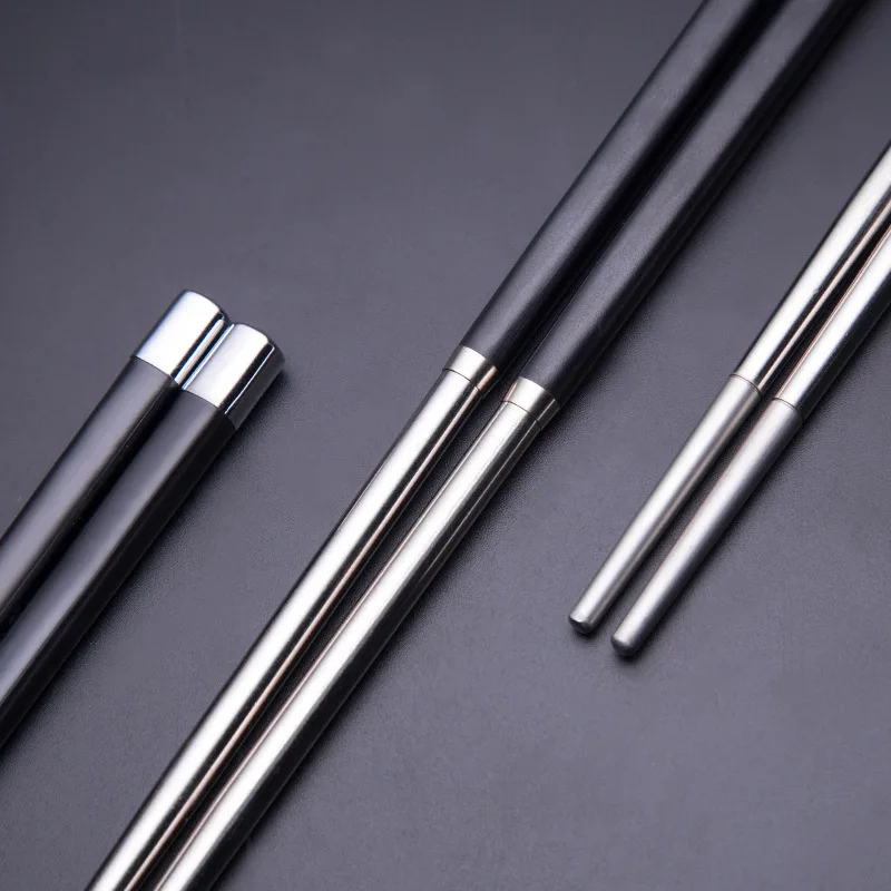 Zollor 1Pair Stainless Steel Alloy Chopstick Healthy Light Weight Chinese Chopsticks Metal Non-slip Design Kitchen Tableware