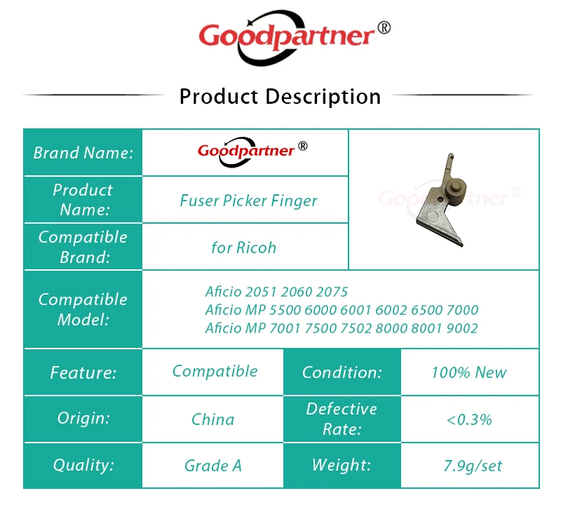 5X AE044060 AE04-4060 Fuser Picker Finger for Ricoh Aficio 2051 2060 2075 MP 5500 6000 6001 6002 6500 7000 7001 7500 7502