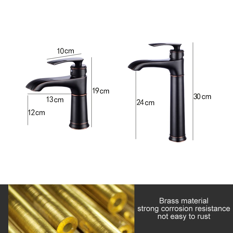 Black Faucets Bathroom Vessel Sink Mixer Tap Oil Rubble Bronze Tall Water Basin Faucet Deck Mounted Single Handle ELF1402B