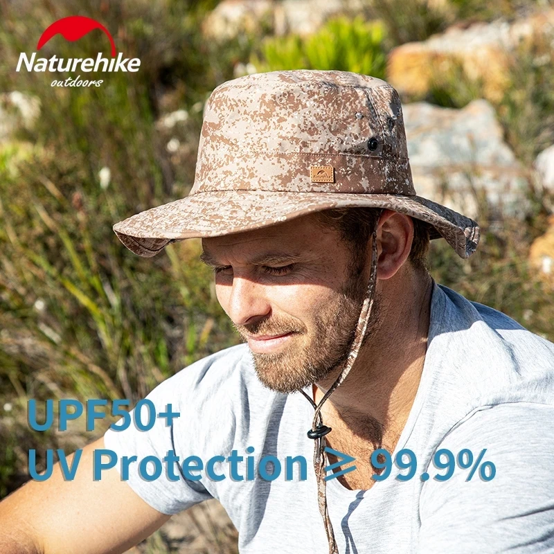 Naturehike Camping Fisherman Cap 62g Ultralight Fold Over Sunscreen Camouflage Big Brim Beach Straw Hat Outdoor Hiking Fishing