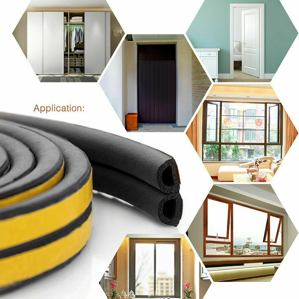 Window Seal Strip Self Adhesive Door Draft Stopper 10m Sound-proof D Shape Sealing Tape Roll, White