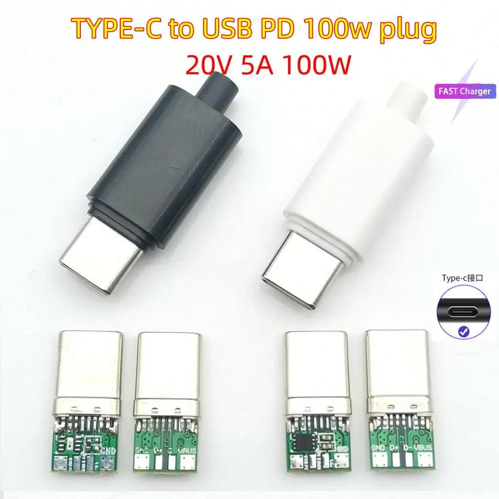 Welding wire type USB C to Type-C PD plug 100W 20V 5A Quick Charge connector Fast Charging Cable power Data adapter With case