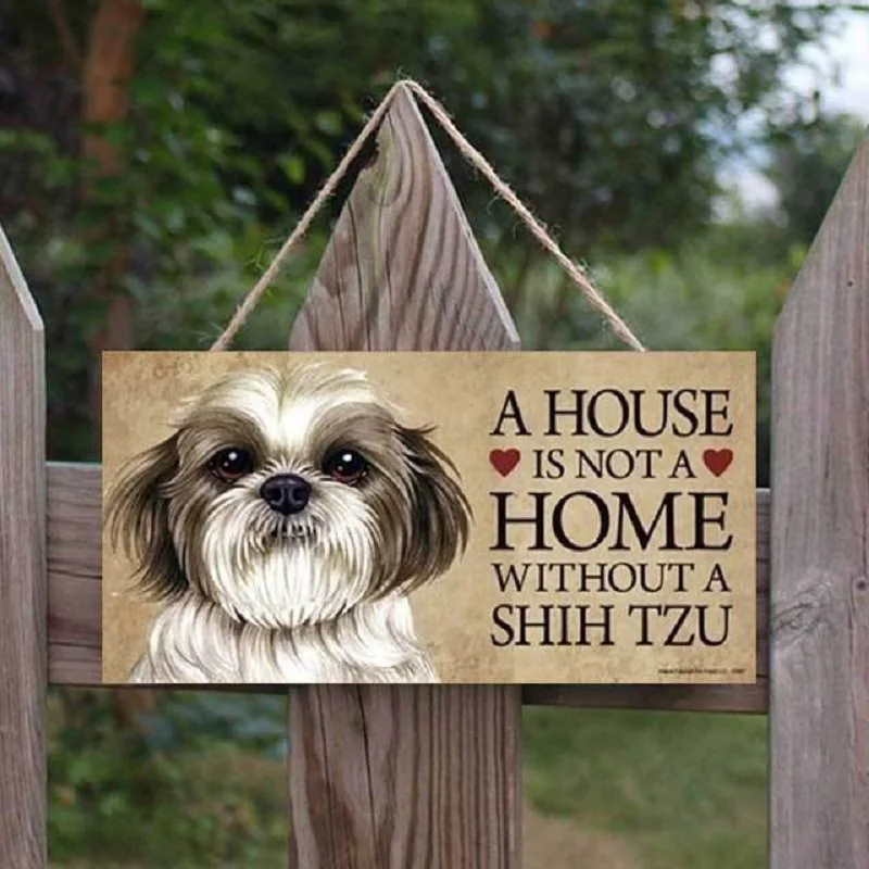 Wood Dog Hanging Sign Plaque Tag A House Is Not A Home Without SHIH TZU WESTIE GOLDEN BULLDOG Wall Art Home Decor Pet Lovers