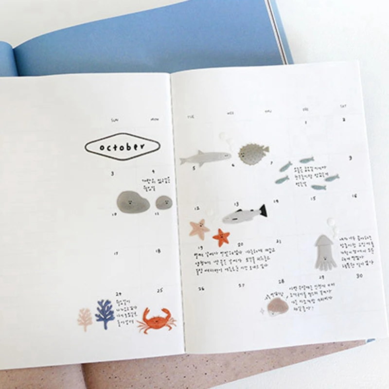 Suatelier Sea Animal Stickers For Junk Journal Scrapbooking Decoration No.1130 Cute Korea Sticker Hobby Craft Supplies
