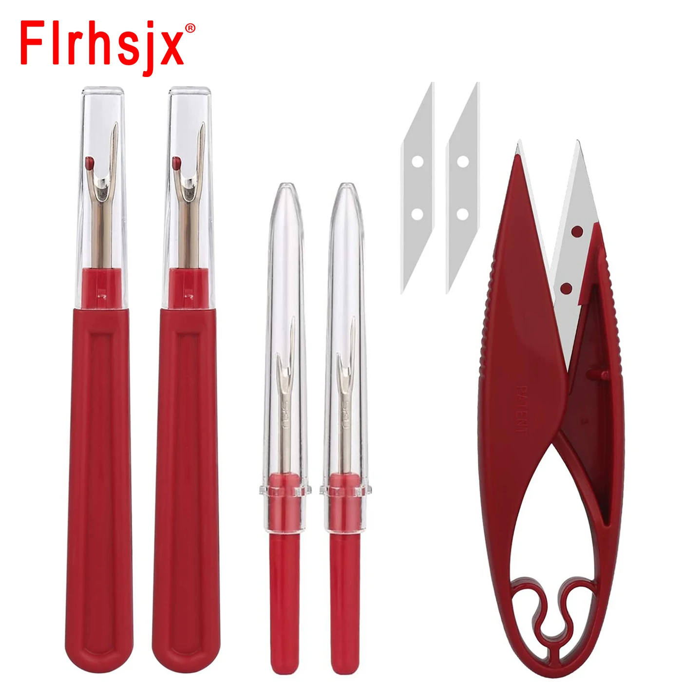 Flrhsjx 5/7pcs תפירת תפר המרטש כלי תפר מסיר חוט חוט קאטר עם 2Pcs להב חוט Snips רקמת תפירת כלים
