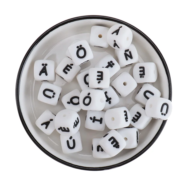 100pcs French Letters Baby Silicone Beads 12mm Alphabet Beads BPA Free  DIY Nipple Chain Jewelry Accessories German, Italian