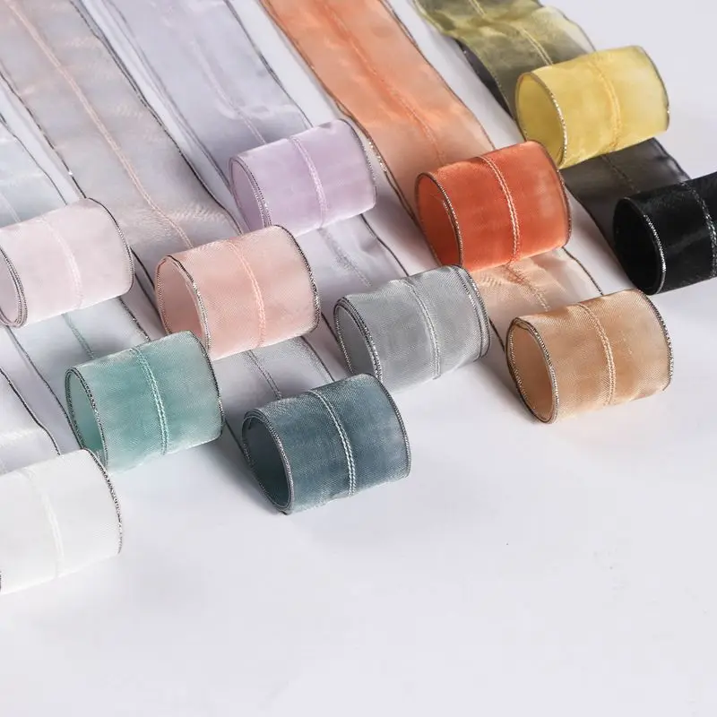 New Sewing Stripe Organza Ribbons 7 10 16 25 38mm DIY Hair Accessories Bow Materials Gift Wrapping Party Home Wedding Decoration