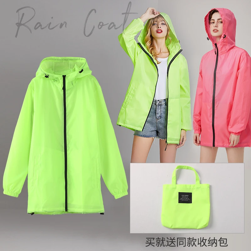 2021 New Hooded Raincoat  Raincoat Women Men Portable Outdoor Travel Rainwear Disposable Camping Hooded Rain Cove Short Jackets