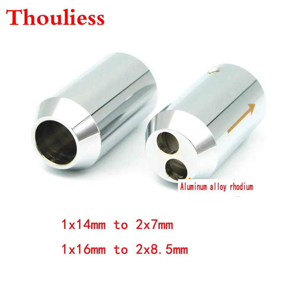 

Thouliess 4pcs HiFi Aluminium Alloy Rhodium 1 to 2 Pant Boot Y Splitter Speaker Audio Power Cable Wire Adapter Plug 16mm 14mm