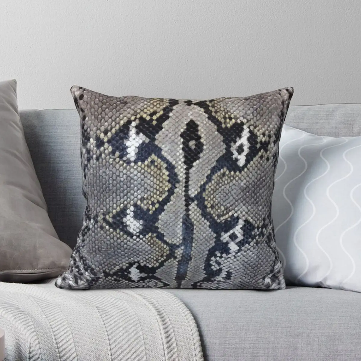 Python Snake Skin Texture Design Pillowcase Polyester Linen Velvet Pattern Zip Decor Throw Pillow Case Home Cushion Cover 45x45