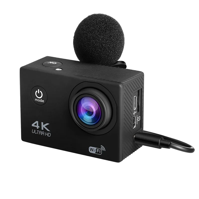 

Waterproof sports camera with microphone 4K ultra-clear video camera sports DV camera with microphone, no noise, stronger stereo