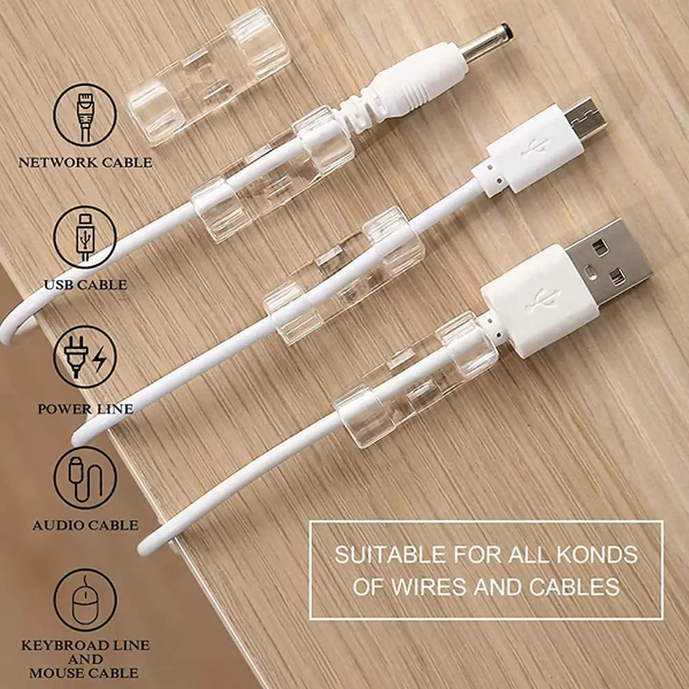 Organizador de cables con Clip adhesivo para escritorio, organizador de cables, gestión de cables, fijador de cables, bobinador USB