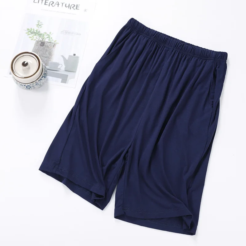 Large Size Summer Modal Mens Sleep Pants Casual Drawstring Short Pants Male Sleeping Shorts Loose Comfortable Men Sleep Bottoms