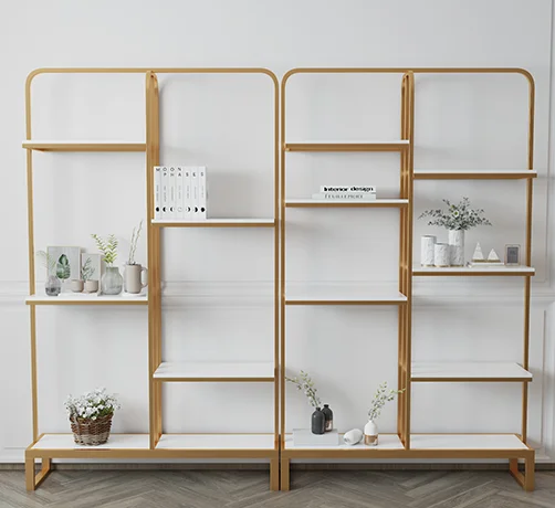 Estantería de metal para libros, estantería pequeña de lujo con luz de hibisco, arte de hierro, moderna y sencilla, para oficina, tienda de flores,