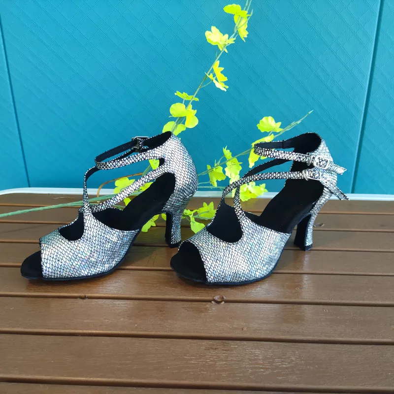 Evkoodance damskie buty do tańca ćwiczą Snaker skóra latynoska Salsa balowa buty Tango 7cm na obcasie DIY imprezowe buty do tańca dla kobiet