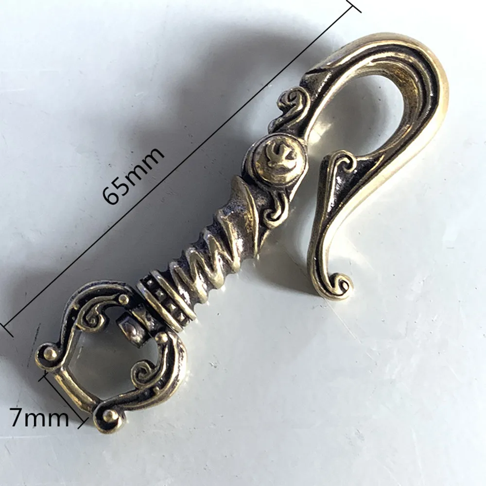 Brass Belt U Hook Rotation Key Ring Outdoor Small Tool EDC Buckle All Direction Rotation Key Chain DIY Accessories Clip Retro Vi