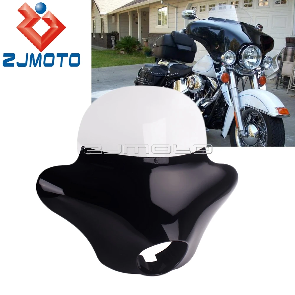 Outer Batwing Fairing Head Lamp Front Mask Cowl for Harley Dyna Softail Fat Bob Street Gilde Low Rider w/Windshield Wind Screen