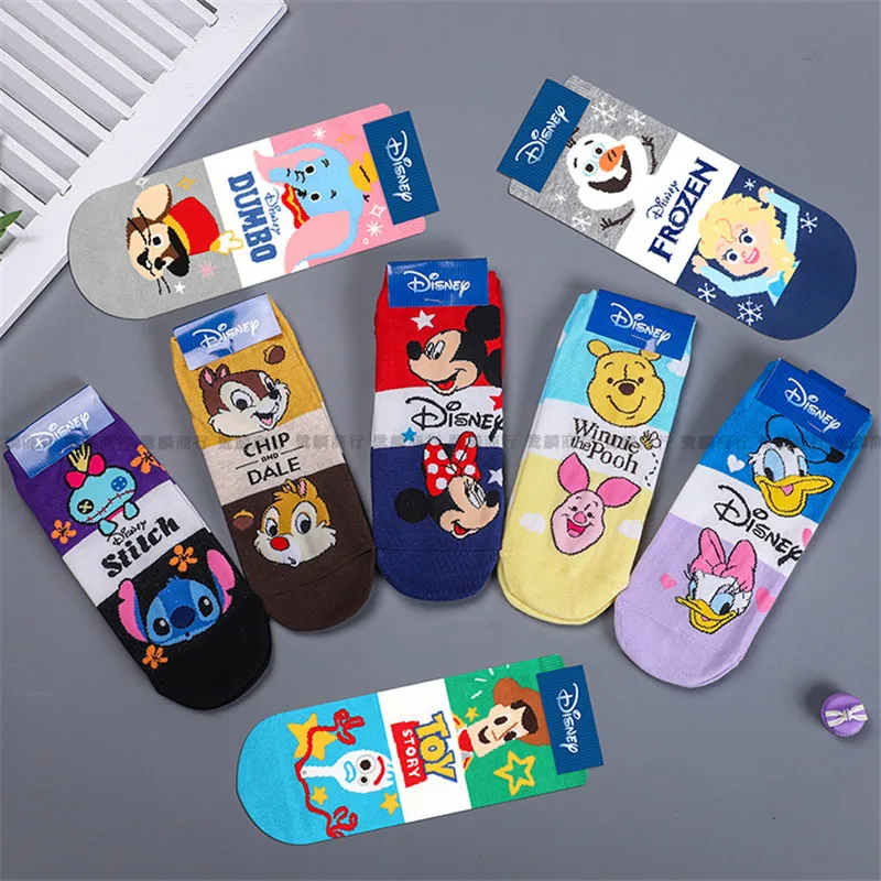 Anime Figure Disney Stitch Mickey Socks calzini corti da donna bambini ragazzi ragazze autunno inverno Cute Cartoon Cotton Print Socks